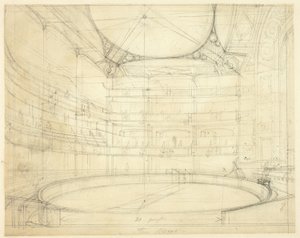 Studie for Royal Circus, fra Microcosm of London af Augustus Charles Pugin