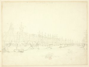 Studie for West India Docks, fra Microcosm of London af Augustus Charles Pugin