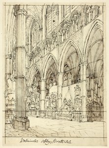 Studie for Westminster Abbey, fra Microcosm of London af Augustus Charles Pugin