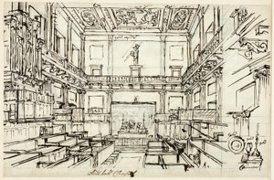 Studie for Whitehall Chapel, fra Microcosm of London af Augustus Charles Pugin