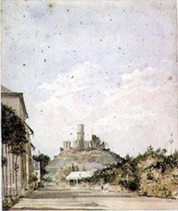 Udsigt over et ødelagt slot af Augustus Charles Pugin