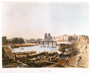 Notre Dame, Ile de la Cite, Ile Saint Louis og Pont de la Tournelle, 1821 af Augustus Charles after Pugin