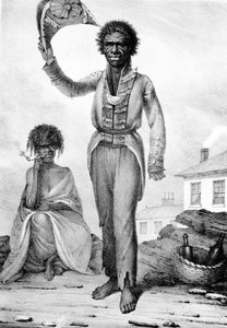 Bungaree, en indfødt høvding i New South Wales, indgraveret af Charles Joseph Hullmandel, 1830