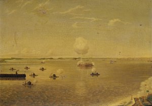 Angreb på Fort Sumter, 7. april 1863, ca. 1863 (olie på lærred) af Augustus Grinevald