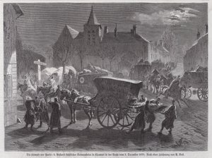 Ankomst af saksiske soldater såret i kampene uden for Paris, fransk-preussisk krig, 2. december 1870 (gravering) af Augustus J. Beck
