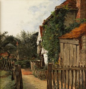 A Cottage Garden (olie på panel) af Augustus Leopold Egg