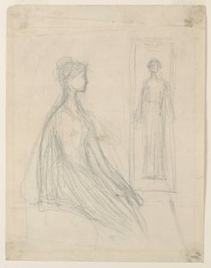 Undersøgelser for Violet Sargent Bronze Plaque i Art Institute of Chicago af Augustus Saint Gaudens