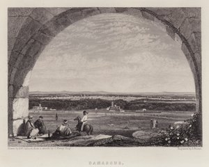 Damaskus (farve litho) af Augustus Wall (after) Callcott