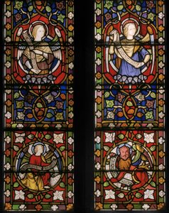 Kristus omgivet af engle, detalje, 1850 (farvet glas) af Augustus Welby Northmore Pugin