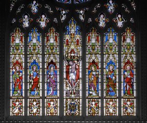 Korsfæstelse med hellige, 1851 (farvet glas) af Augustus Welby Northmore Pugin