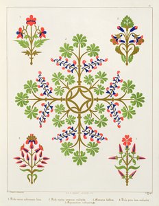 Tapet med rosenmotiv, trykt af M. und N. Hanhart af Augustus Welby Northmore Pugin