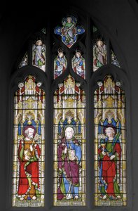 Sankt Peter, Sankt Jakob den Store og Sankt Johannes Evangelisten, 1851 (farvet glas) af Augustus Welby Northmore Pugin