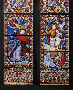 Typer og antityper: Jonas and the Whale, and the Risen Christ, detalje, 1850 (farvet glas)