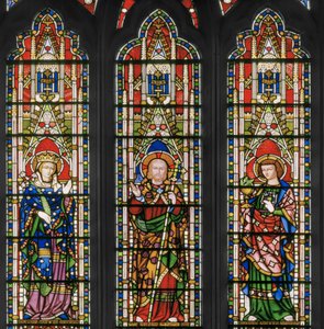 Jomfru og Kristus med helgener, østvindue, detalje, 1847-48 (glasmaleri) af Augustus Welby Northmore Pugin