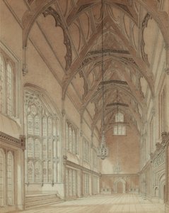 Interiør af en College Hall af Augustus Welby Pugin