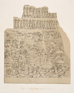 Et slagfelt (Kouyunjik), fra Monuments of Nineveh, pub. 1849 af Austen Henry Layard