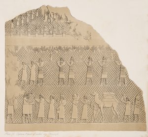 Fanger og en del af den befæstede by (Kouyunjik) illustration fra Monuments of Nineveh, 1858 af Austen Henry Layard