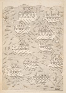Assyrernes fjender søger tilflugt i skibe (Kouyunlik), fra Monuments of Nineveh, pub. 1849 af Austen Henry Layard