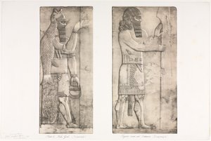 Monumenter af Ninevah: Plade 6, Fiskegud (Nimroud); Figur nær en indgang (Kouyunjik) af Austen Henry Layard