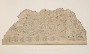 Erobringen af en stamme, der bor i en mose (Kouyunjik), fra Monuments of Nineveh, pub. 1849 af Austen Henry Layard