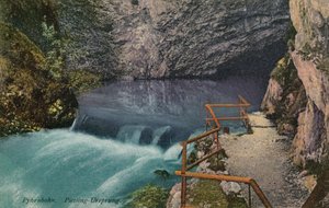 Piesling-Ursprung vandfald på Pyhrnbahn-ruten i Østrig. Postkort sendt i 1913.