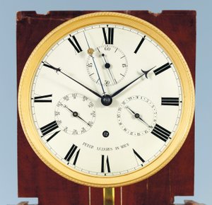En månedsgående bodenstanduhr med ligning af tid og fuld kalender af Austrian School