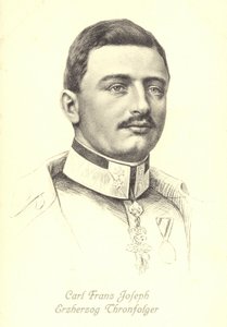 Ærkehertug Karl Franz Joseph af Østrig, arving til den østrig-ungarske trone (litho) af Austrian School