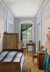 Biedermeier stil lille værelse, akvarel, Østrig af Austrian School