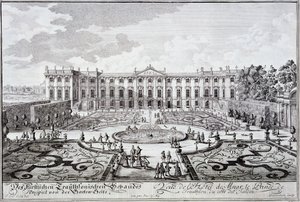 Havefronten til Prince of Trauthsons palads, Wien ca. 1719 af Austrian School