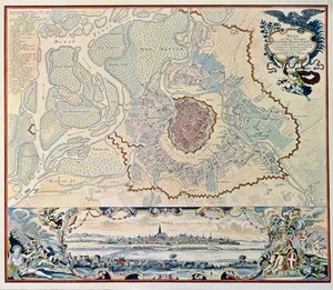 Plan over byen Wien, efter en gravering fra 1720 (gravering) af Austrian School