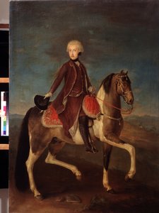 Rideportræt af kejserinde Maria Theresia af Habsburg af Østrig (1717-1780). Maleri af den østrigske skole mellem 1740 og 1750 (1700-tallet). Klassisk stil. Olie på lærred. Pushkin Museum, Moskva. af Austrian School
