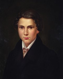 Portræt af en ung mand med en rubinstift, ca. 1835