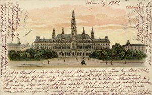 Postkort forestillende rådhuset i Wien af Austrian School