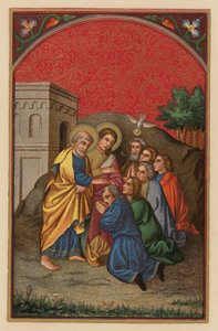 De hellige Peter og Johannes i Samaria (chromolith) af Austrian School