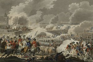 Slaget ved Waterloo, 18. juni 1815, udgivet af Artaria and Co, ca. 1820 (farvet radering) af Austrian School