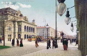 Kaerntnerring og den kejserlige og kongelige opera i Wien, 1908 af Austrian School