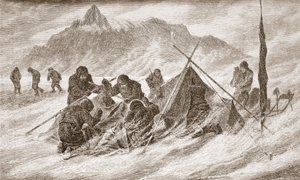Rivningen er forstørret under en snestorm, 1876 af Austrian School