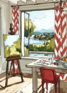 Kunstneratelier med havudsigt af Avanesova Elena