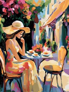 Farverig eftermiddag på caféen af Avanesova Elena