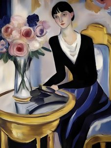 Elegant dame med roser af Avanesova Elena