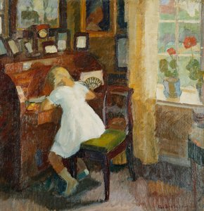 En pige ved et skrivebord af Axel Bredsdorff