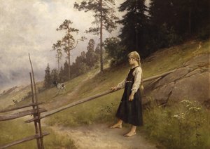 Dairymaid (olie på lærred) af Axel Hjalmar Ender