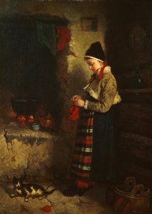 Pige strikker af Axel Hjalmar Ender