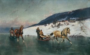 Slædetur på isen (olie på lærred)