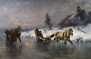 Kanetur på isen (olie på lærred)