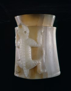 Krukke, fundet på Isla de Sacrificios, Veracruz, Mexico (onyx) af Aztec