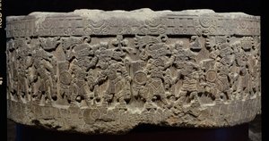 Stenen fra Tizoc (ca. 1481-86) eller Temalacatl, 1325-1521 af Aztec