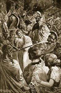 Sækken i Olynthus, 348 f.Kr., illustration fra 