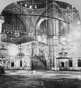 Interiør, Muhammad Alis moske, Kairo, Egypten, 1899