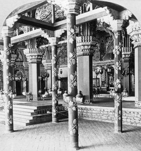 Mahratta durbar-hallen, Prinsessen af Tanjores palads, Tanjore Thanjavur, Indien, 1901.